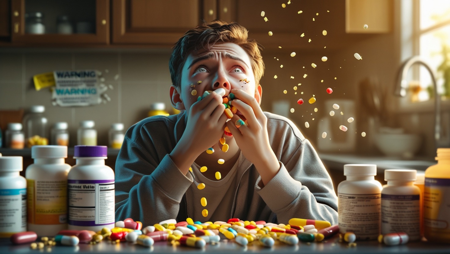 a person dieting themselves to death with supplements